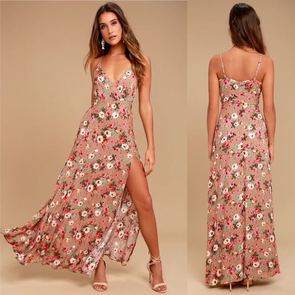 Lulus Everlasting Bliss Blush Floral Print Maxi Dress - Picture 1 of 11